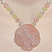 DKC ~ Rose Quartz Rose Necklace w/ Rose Quartz, New Jade & Pearl